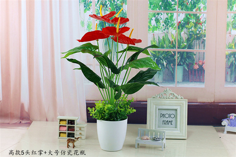 批发绿植红掌假花客厅装饰绿色植物落地塑料假花摆设盆栽绢花盆景详情25