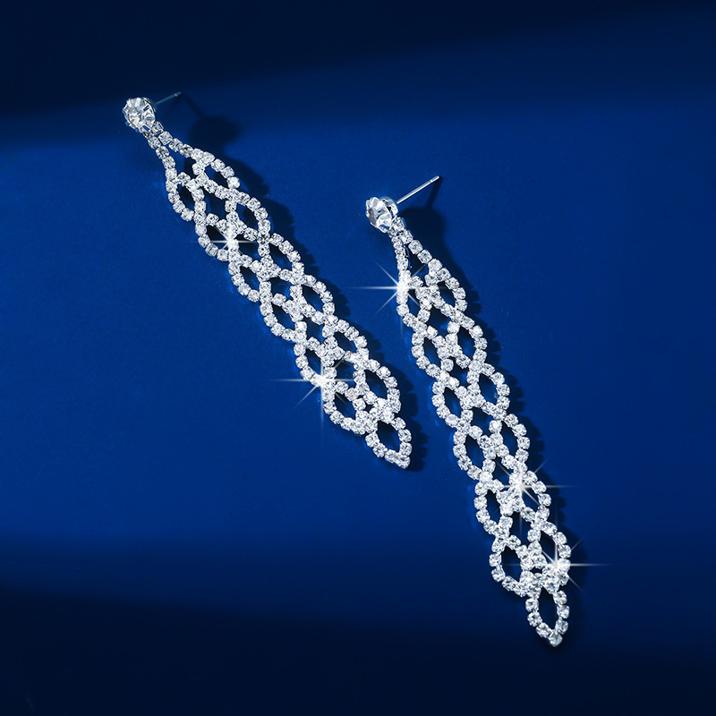 欧美夸张长耳环韩版气质满钻耳环水钻流苏夜店耳饰礼服宴会耳饰品详情43