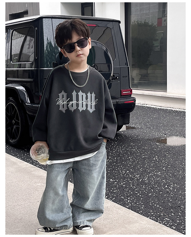 童酷儿童秋装2024湖州织里童装韩版宝宝上衣潮酷字母印花男童卫衣详情27