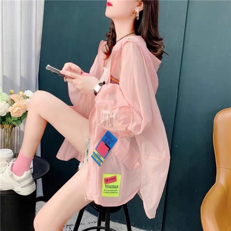 Candy-colored sun-protective clothing for women, mid-length summer 2021 new style loose light jacket, breathable sun-protective shirt, sun-protective clothing pic 4