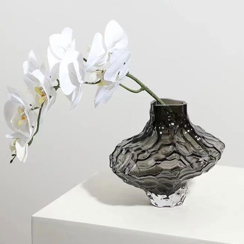 Nordic InS-style valley vase, irregular glass vase, high-end home living room decoration flower arrangement pic 21