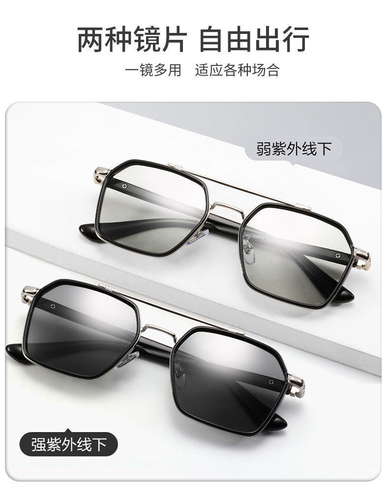 新款感光变色太阳镜男偏光高端时尚达人代发防紫外线墨镜高级感详情3