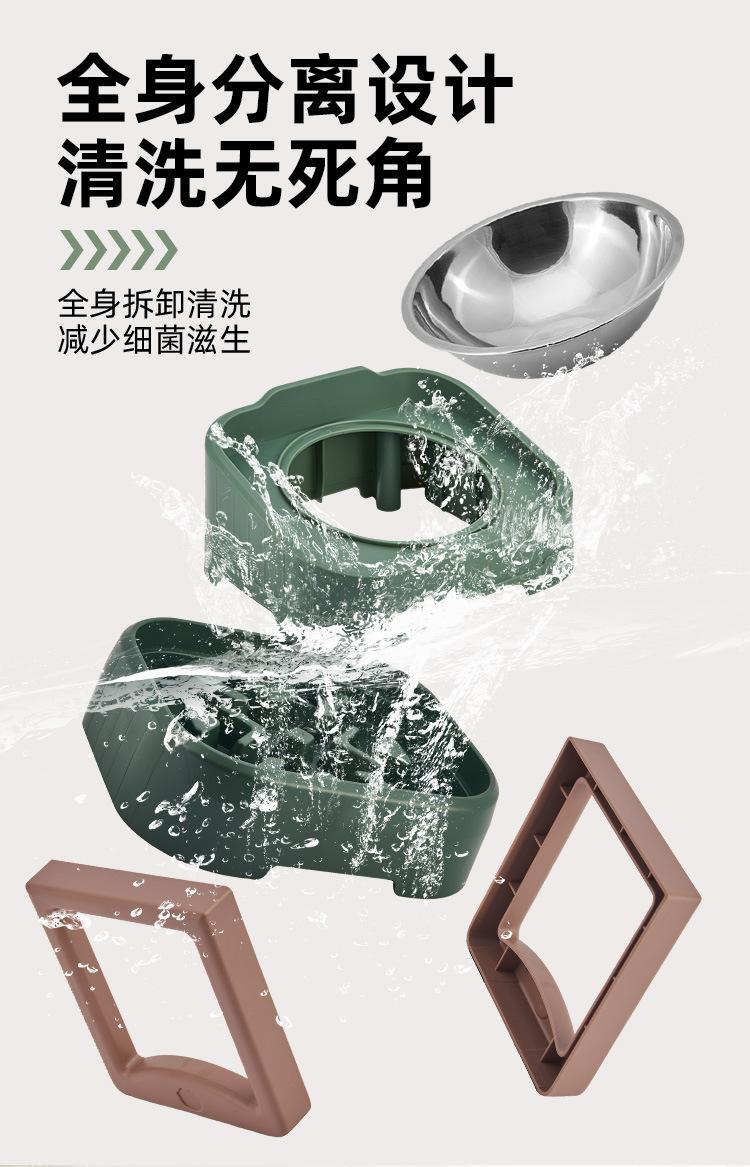 New type of pet food bowl, ceramic stainless steel dog food bowl, detachable and separable, single anti-choking slow food bowl with a stand pic 11