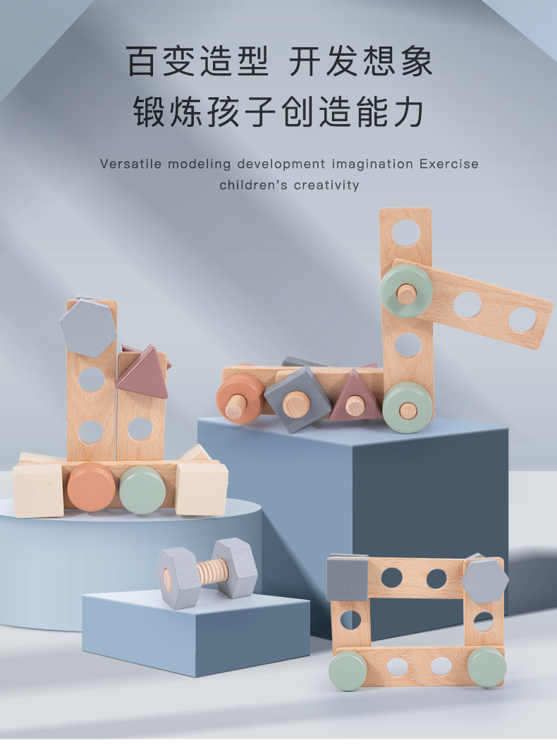 跨境抖音网红幼儿童益智早教启蒙拼装拆卸拧螺丝螺母组装积木玩具详情9