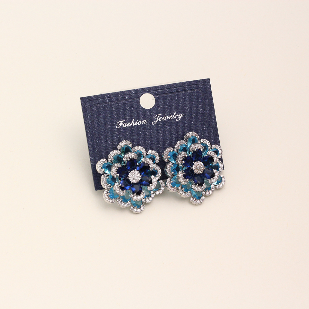 耳钉锆石花朵精致高级轻奢耳饰日常通勤厂家批发纯铜镀金S925针详情1