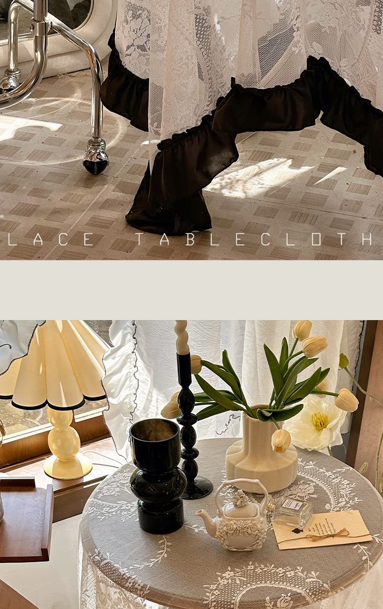 Amazon lace French court tablecloth with ruffled edge patchwork, cross-border retro high-end new tablecloth on Xiaohongshu pic 19
