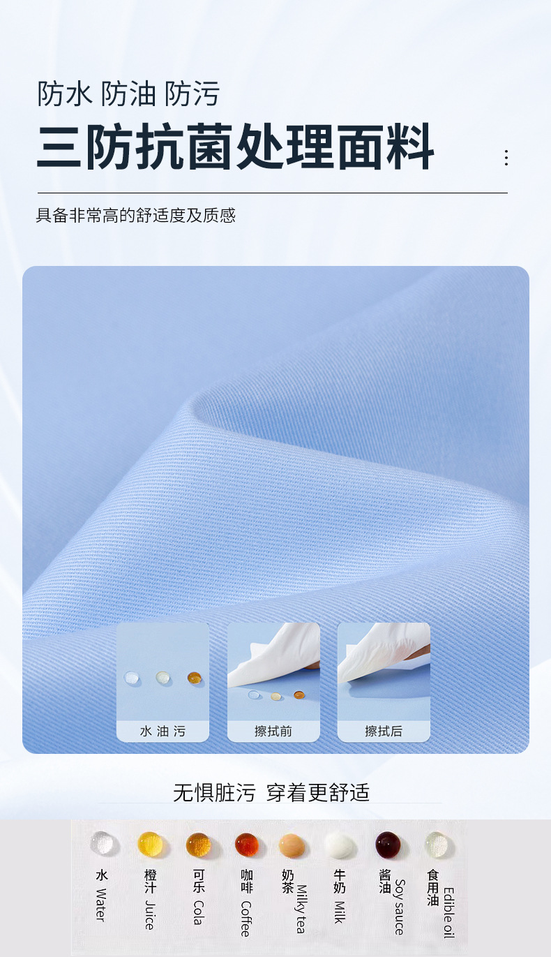 【三防工艺】男士短袖衬衫夏季新款职业男装冰丝商务纯色白衬衣男详情2