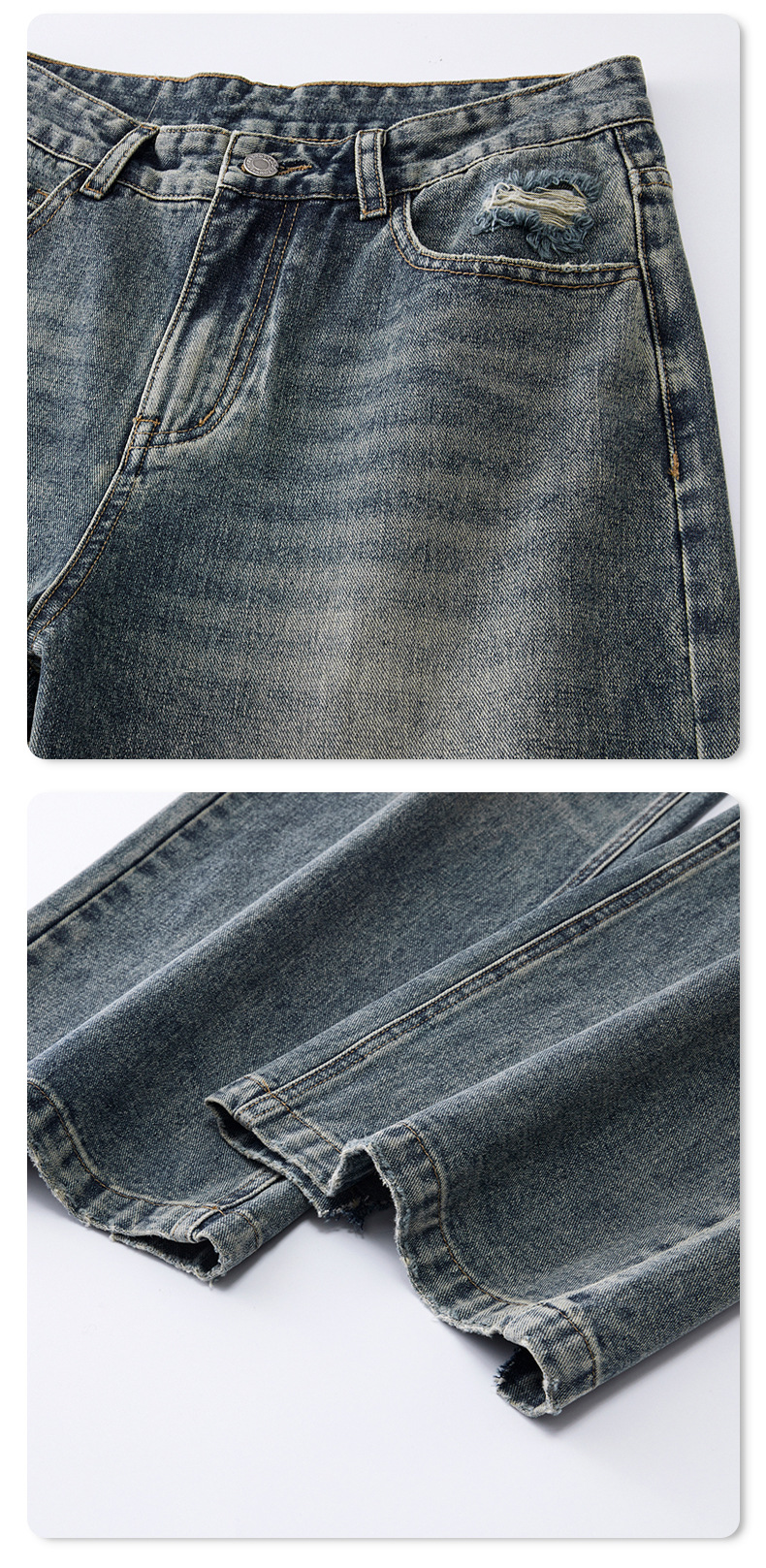 JIAMU's autumn and winter bestsellers are loose, straight-leg, oversized, unisex A-style jeans for men and women, featuring retro washed wide-leg styles pic 11