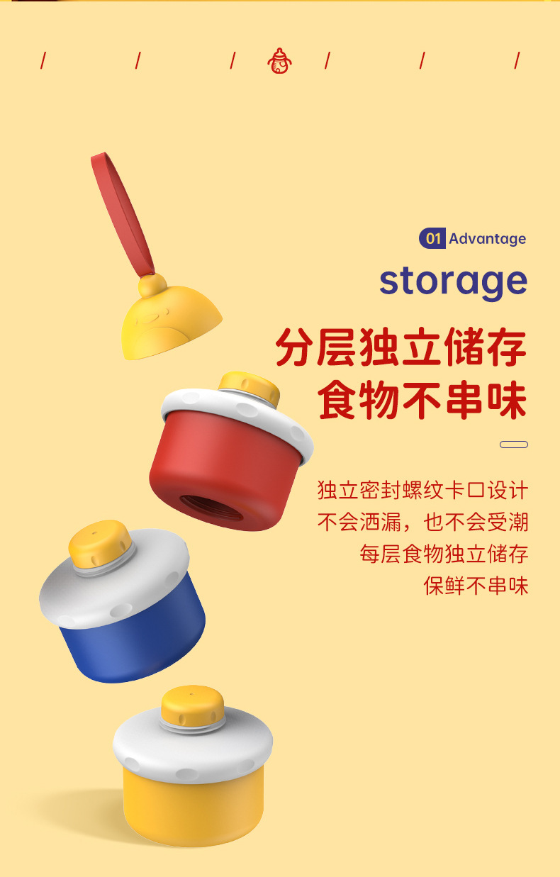 厂家直供 婴儿奶粉盒独立分层奶粉格便捷三层奶粉储存盒详情2