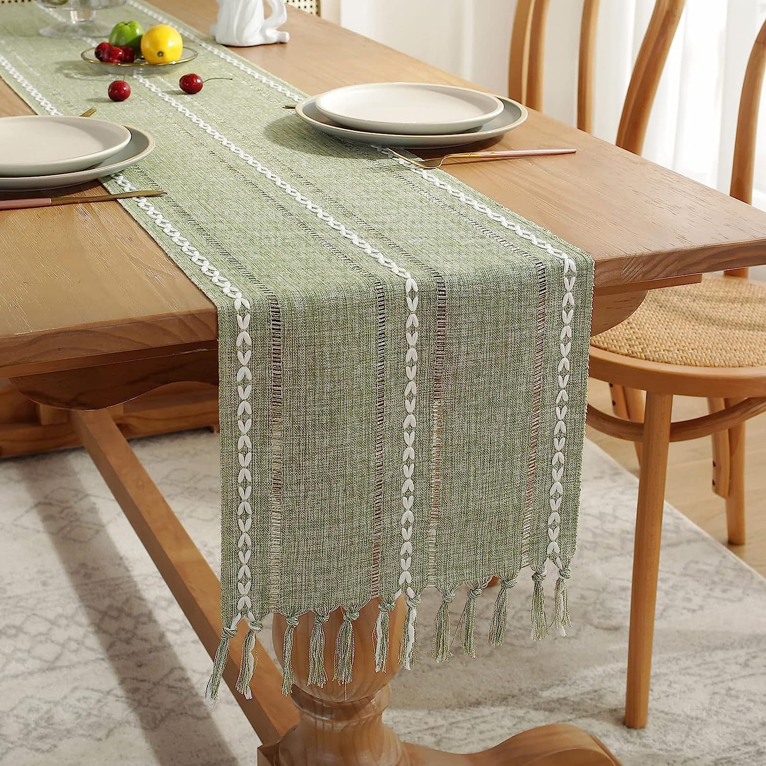New cross-border Amazon handcrafted table flag, hollowed-out American country white tablecloth, dressing table scarf factory wholesale pic 23