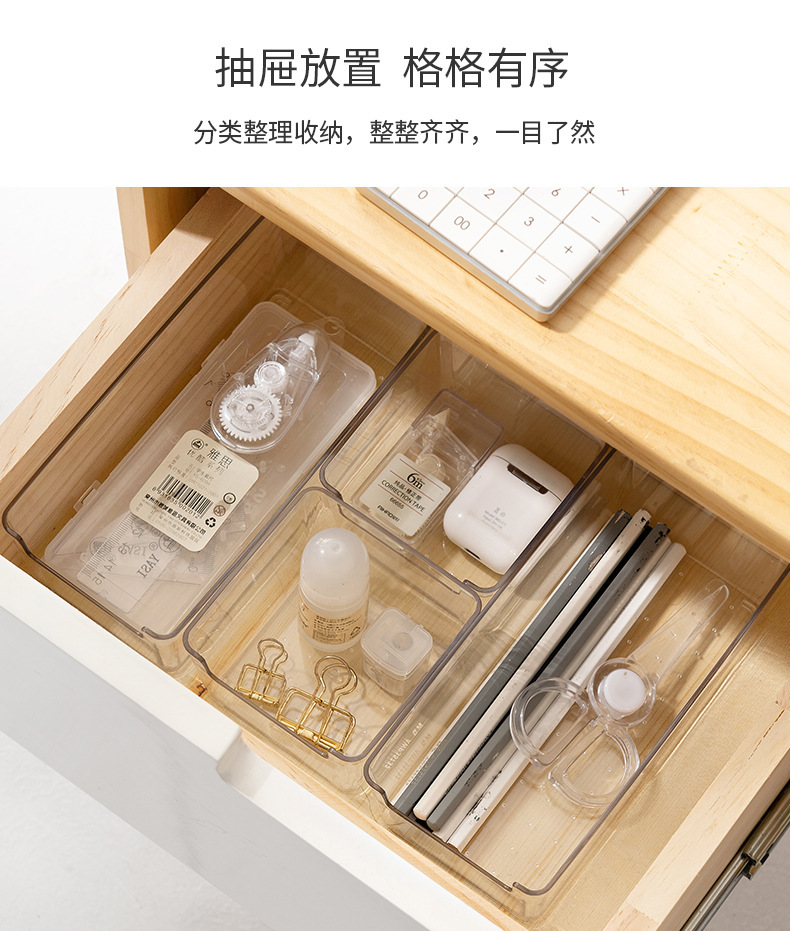 Grapefruit transparent acrylic storage box, student stationery, office desk storage basket, cosmetics drawer, household items pic 5