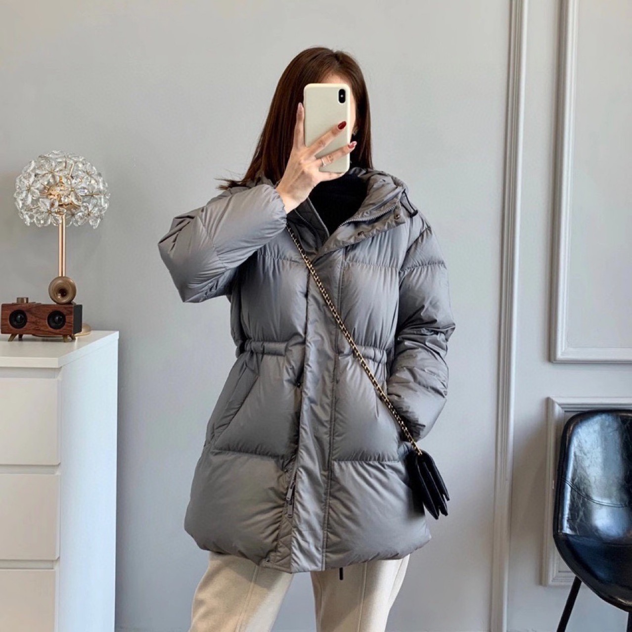 XG1613 Goose down style slimming and waist-cinching down bread dress for women in autumn and Winter 2022 New pic 24