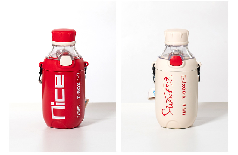 Personalized and trendy simple letter insulated cup, 304 stainless steel with straw, high appearance level, pop-up lid, can be carried diagonally with water cups pic 10