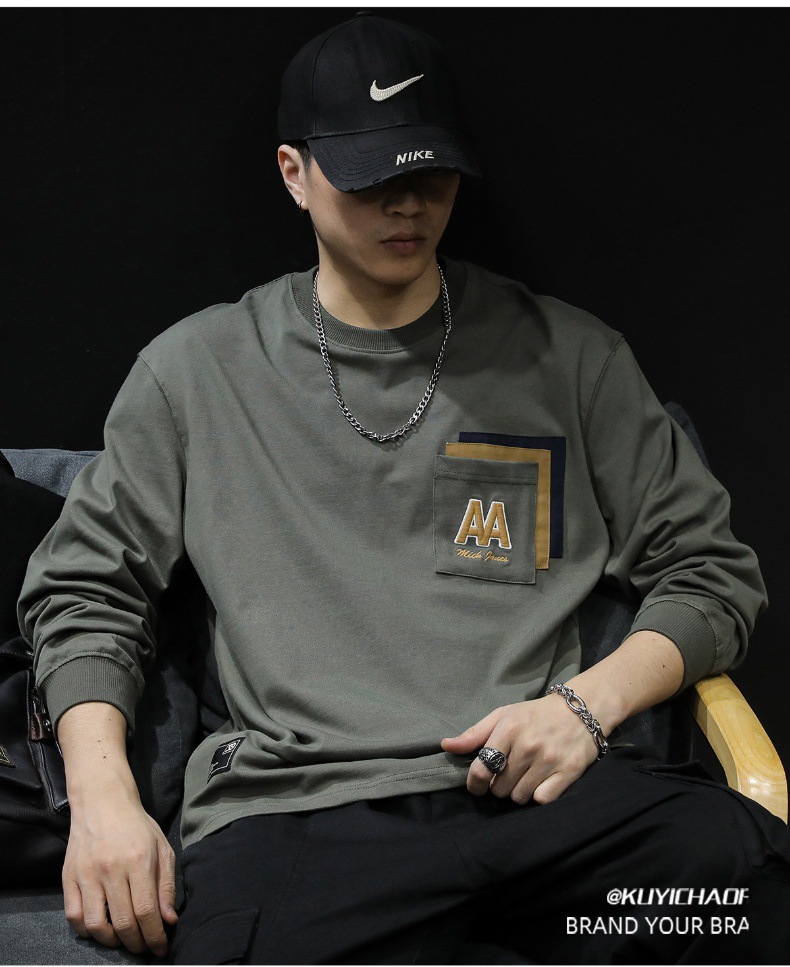 Sticky bag manga larga camiseta hombre holgado tallas grandes primavera 2024 nuevo estilo hombre heavy pound cuello redondo ropa primavera/otoño pic 12