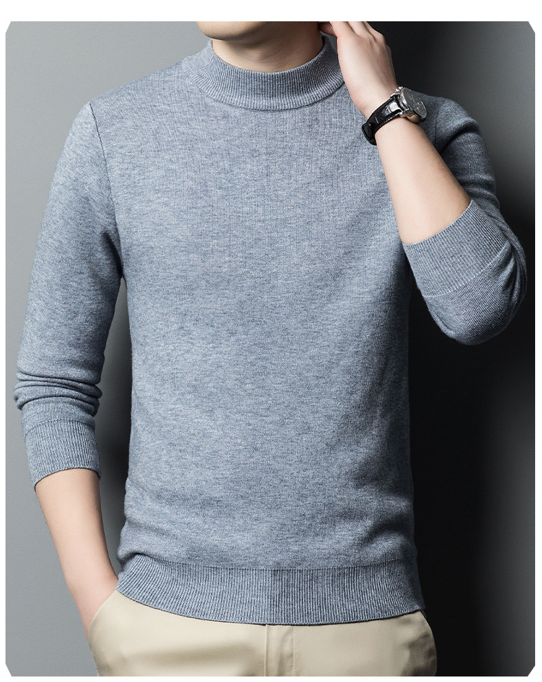 Imitación cashmere otoño invierno hombre suéter de cuello medio alto hombre joven slim legging jersey hombre pic 17