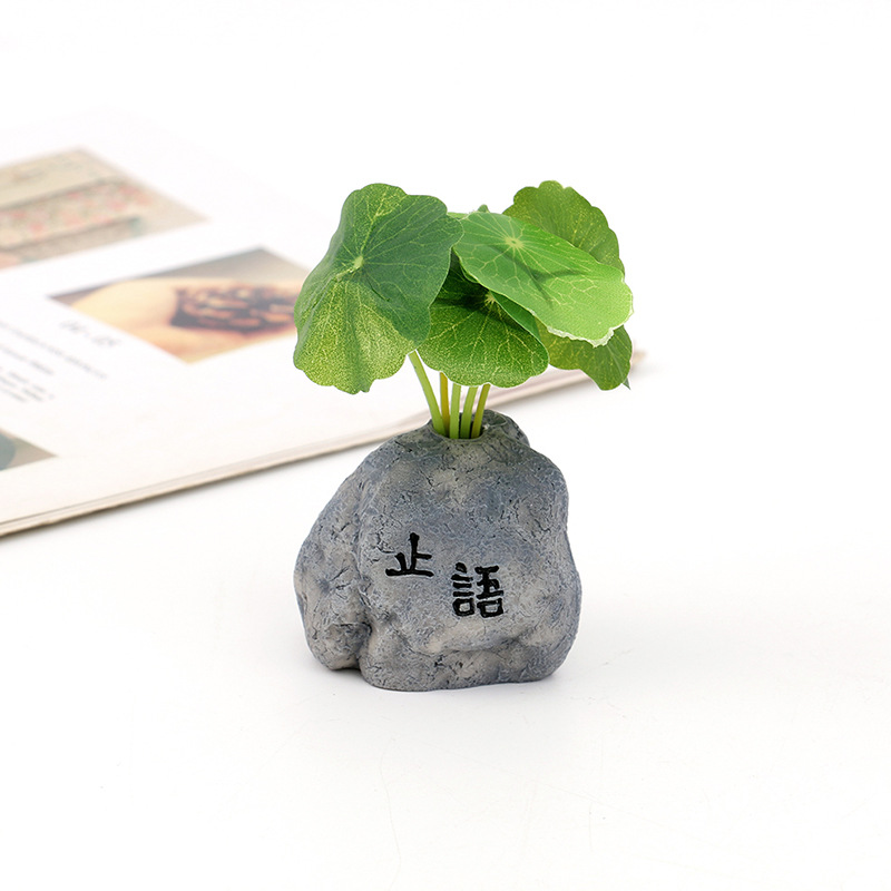 跨境禅意小石头盆栽车载摆件配饰新款中式书房桌面树脂工艺品装饰详情4
