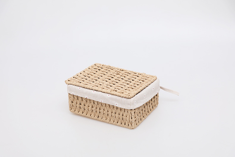 Imitation rattan woven fabric storage basket, dirty clothes, socks, tissue storage box, rectangular dried fruit and snack storage basket set pic 21