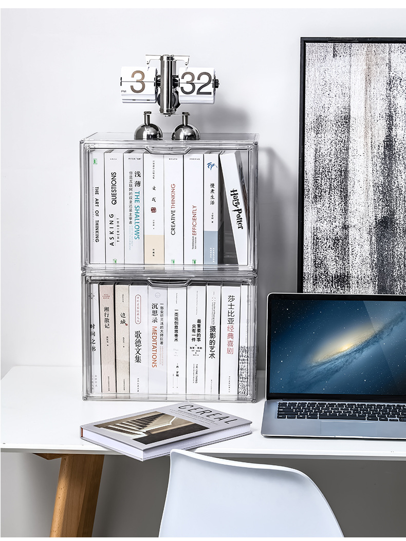 书本收纳盒大容量A4透明学生儿童绘本书桌整理箱子书架书柜储物筐详情17