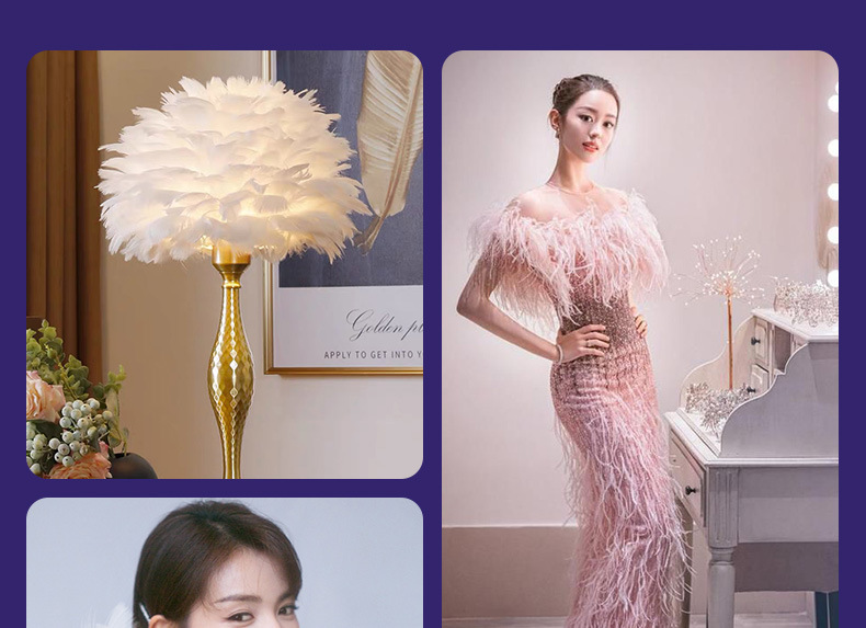 彩色鸵鸟毛布边10-15CM舞台礼服舞蹈服裙边服装辅料羽毛花边详情4