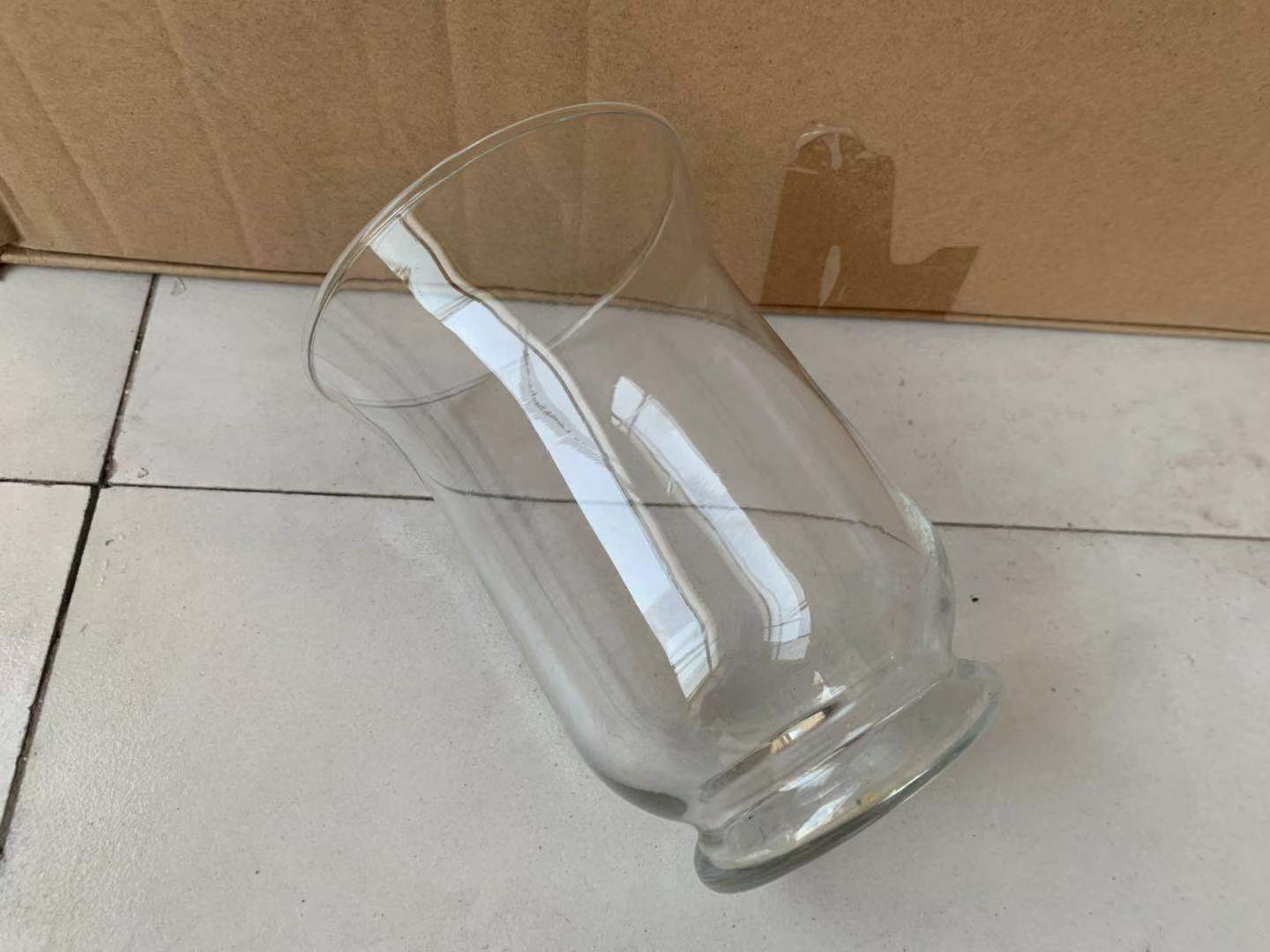 厂销透明玻璃风灯喇叭口透明玻璃杯 腰鼓型风灯薰蜡烛杯DIY烛台杯详情6