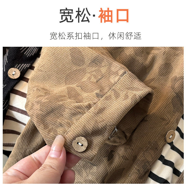 新款外套宽松气质新品男开衫女童衬衣上衣条纹童衬褂长袖儿童衬衫详情5