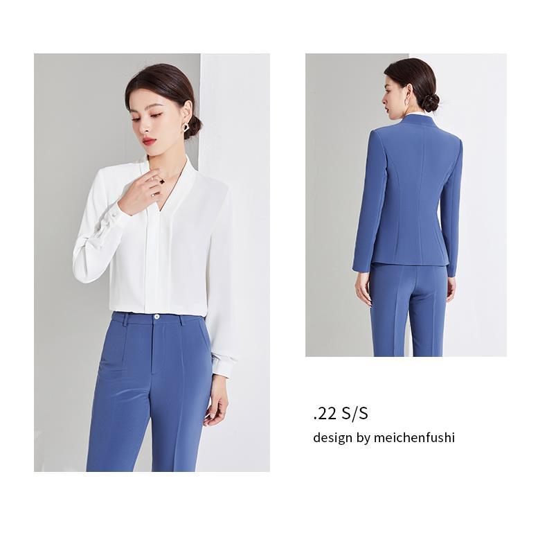 西装女2022秋新款复古国风刺绣花感职业正装两件套工作服详情5