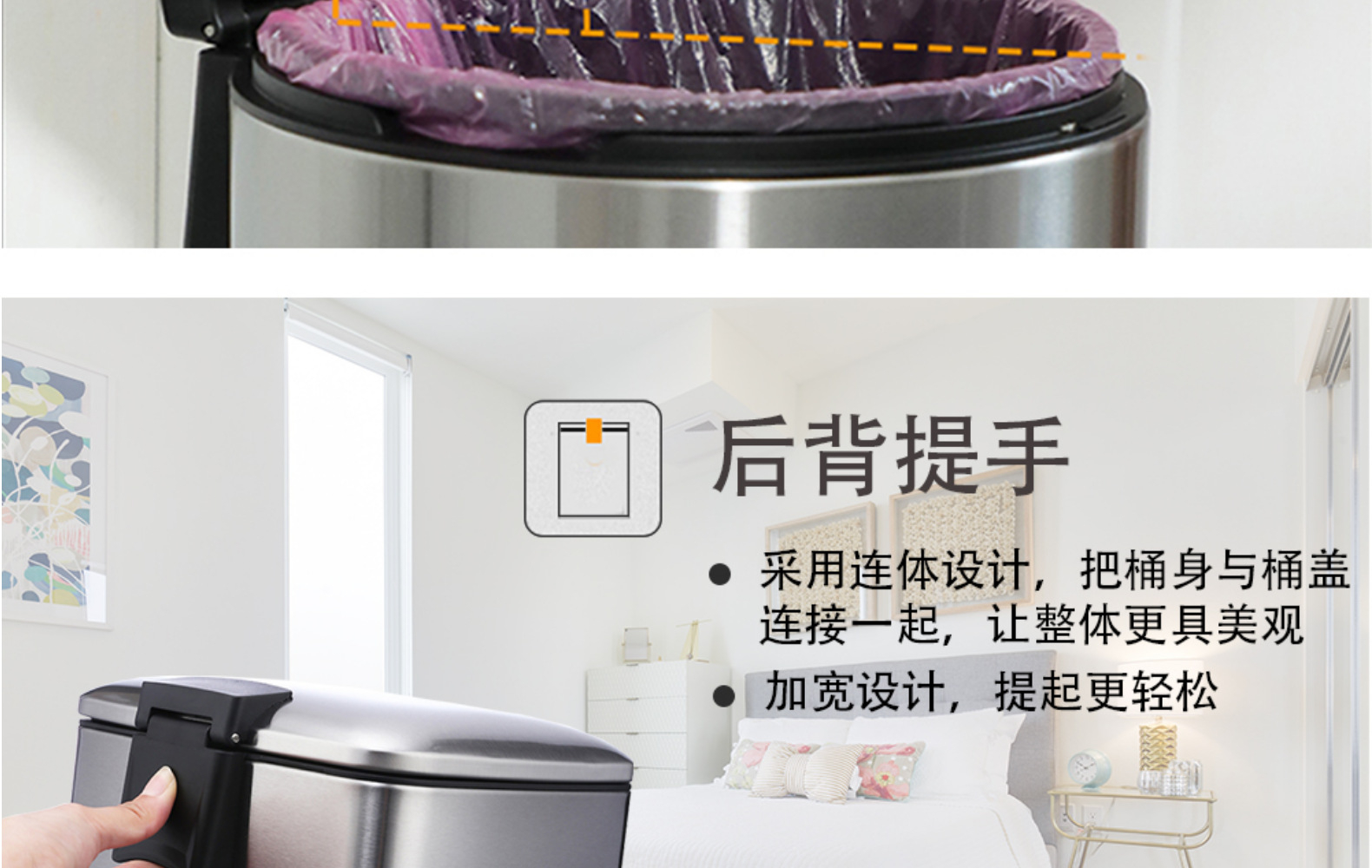 广州南方 厂家直销房间厨房酒店圆形脚踏桶脚踏式不锈钢垃圾桶详情6