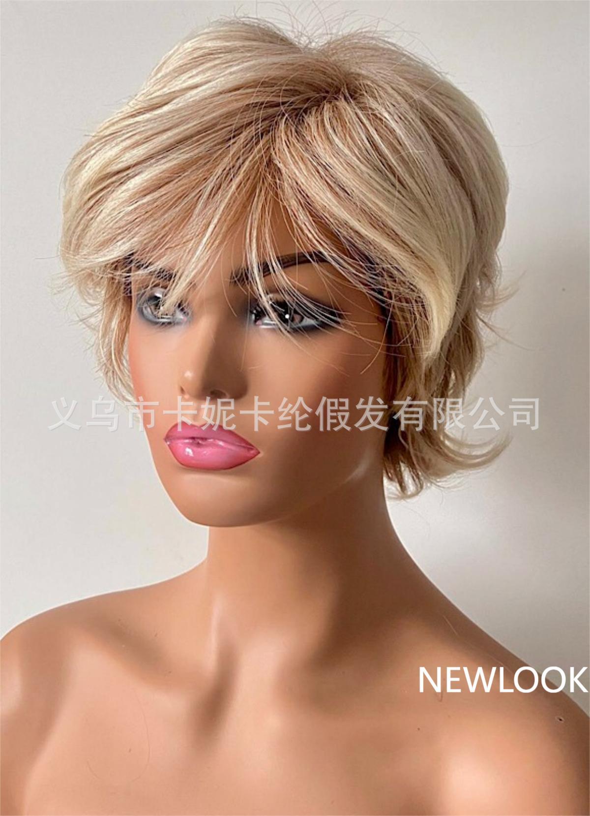 欧美新款613短款6inch 波波头human hair wig short NEWLOOK详情6