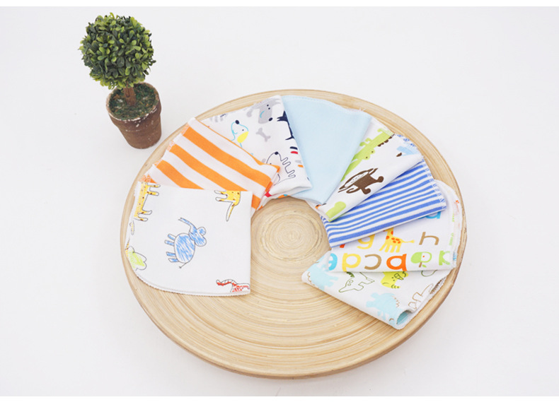 momscare baby square towels/feeding towels and saliva wipes are all packed in 8-piece cotton fabric with fixed patterns pic 9