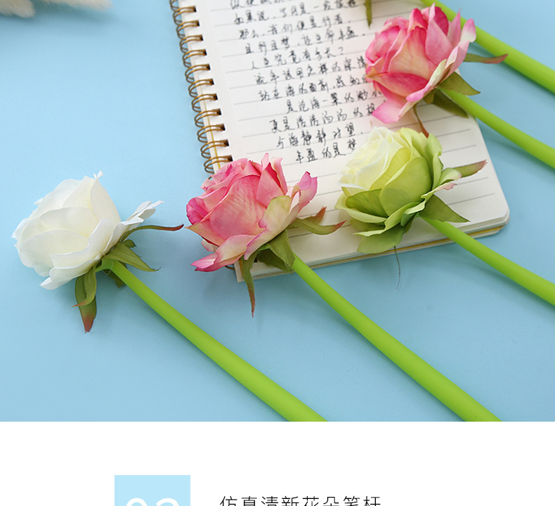 Factory direct sales of Zhongfan ZF2088 rose soft rubber gel Pen 0.5mm student stationery creative shaped pen pic 6