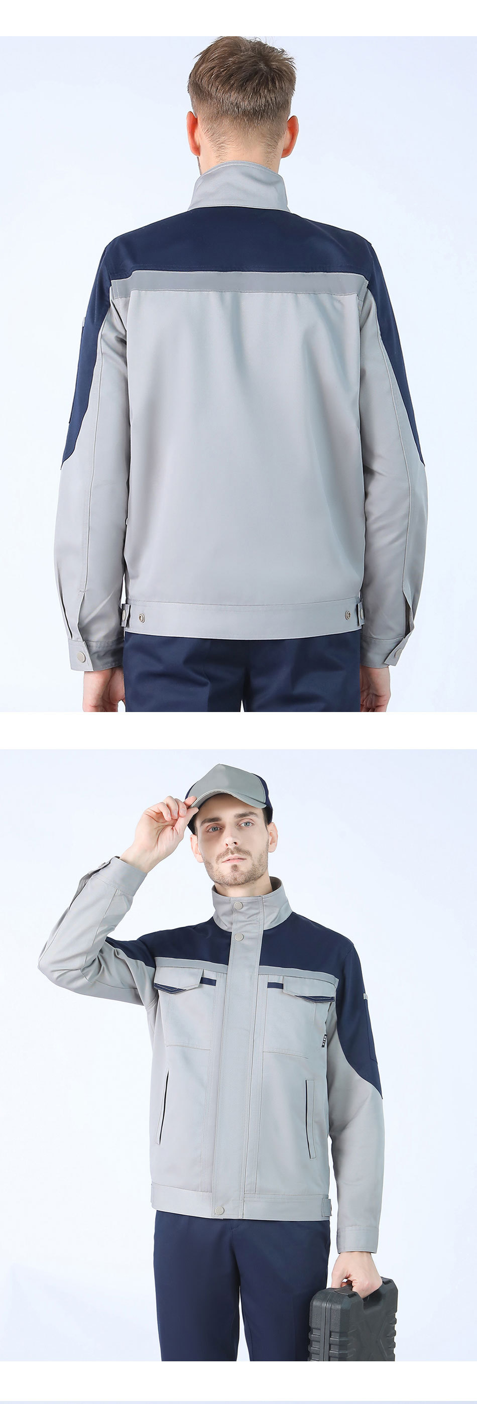 长袖工作服套装男女耐磨工厂车间工人上衣现货工装春秋劳保汽修服详情14
