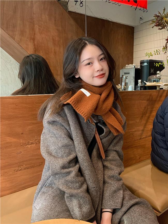 韩版ins保暖纯色围巾女秋冬季百搭时尚学生针织小围脖男新款毛线详情14