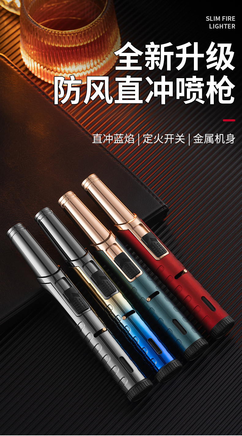 Simple moxibustion windproof lighter, cigar red mini compact high-temperature resistant creative inflatable Wenzhou lighter pic 11