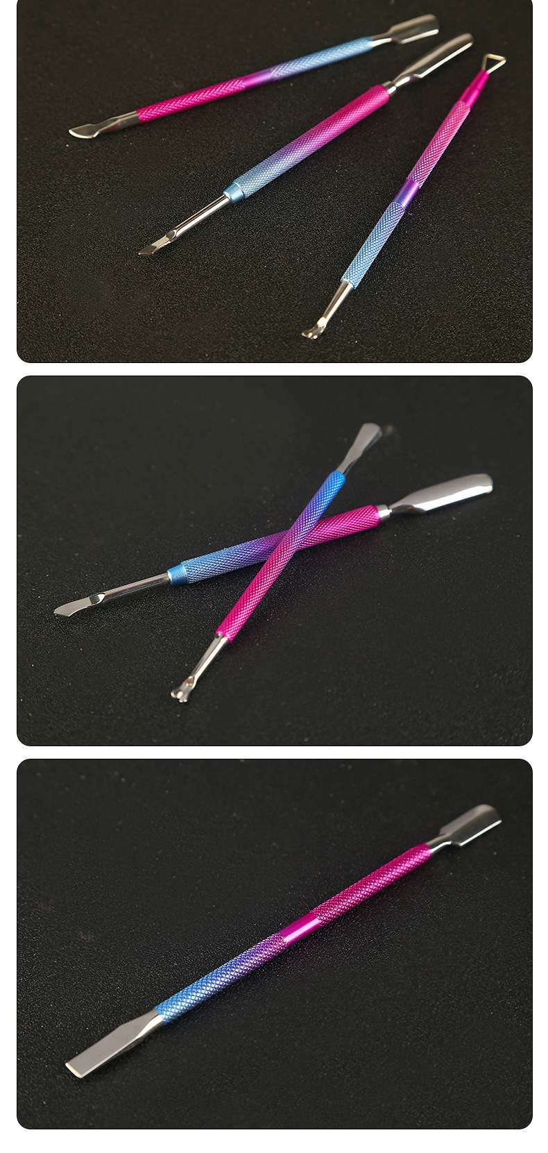 Factory direct supply of new dual-color gradient dead skin fork nail planer steel push nail removal tool set shanilak pic 13