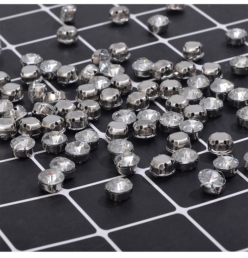 不锈钢双耳不钩线D型爪压克力金属装饰花托 手缝钻金属花托分销详情15