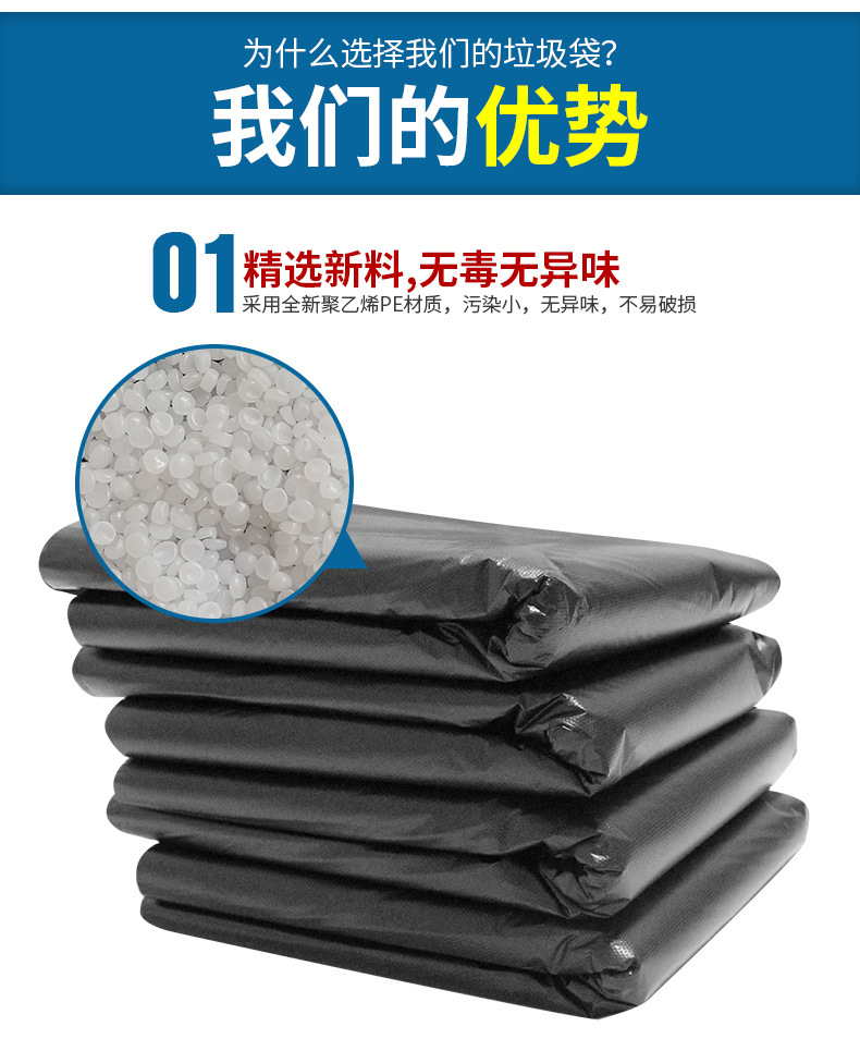 大垃圾袋大号批发一次性加厚特厚塑料环卫物业酒店商用黑色平口详情9