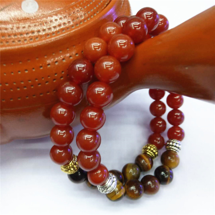 Guangshun Jewelry DIY Creative Jewelry: Red agate Tiger Stone bracelet, Ocean Chalcedony combination bracelet, Natural Stone bracelet pic 16