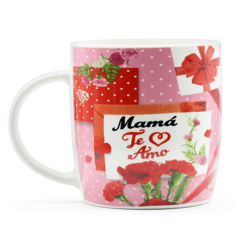 西文母亲节杯子西语母亲节马克杯礼品陶瓷杯牛奶杯带硅胶盖柄勺套装礼物支持定制logo免费设计详情4