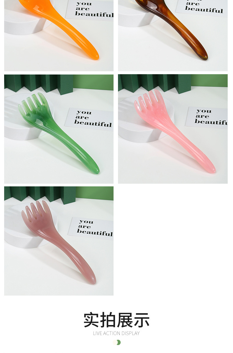 Five-claw head massager, five-claw head therapy comb, meridian comb, gua sha, head scratching, tendon pulling stick, resin acupoint pressing and head pressing magic tool pic 8