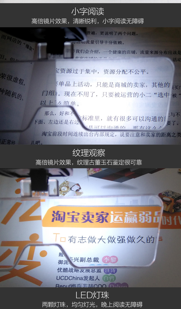 LED light 9201 head-mounted glasses, high-definition acrylic multi-magnification lenses, reading electronic repair magnifying glass pic 6