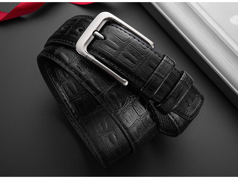 男士皮带高级感年轻时尚潮流裤腰带针扣商务休闲简约压纹皮带男士详情10