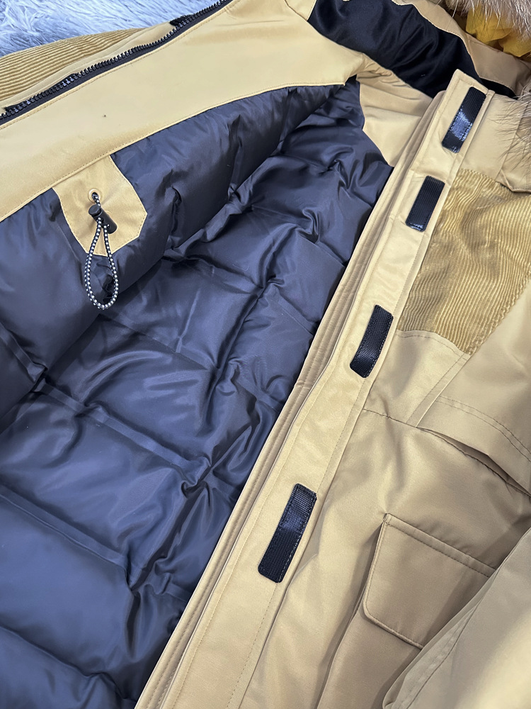 High-quality American retro outdoor workwear for couples, thickened white duck down, detachable genuine fur collar Parker down jacket pic 16