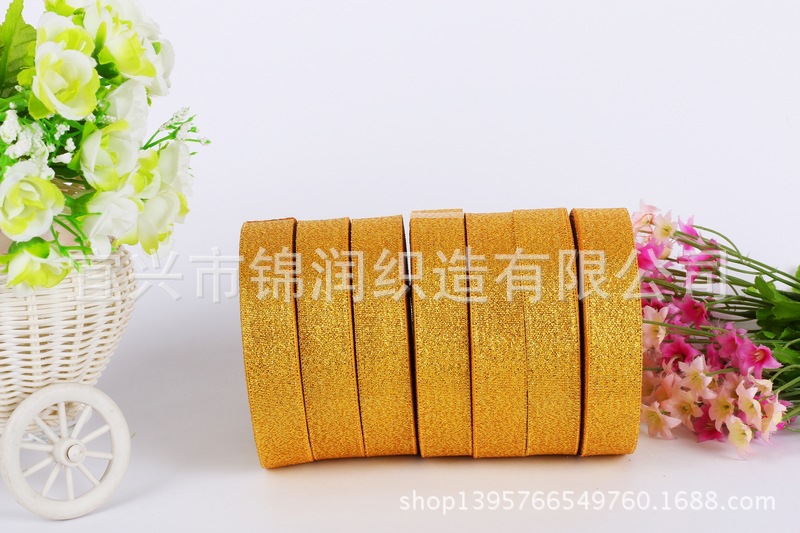 DIY material packaging ribbons, colored ribbons, 4-inch (1.2cm) gold and silver onion ribbons are available pic 3