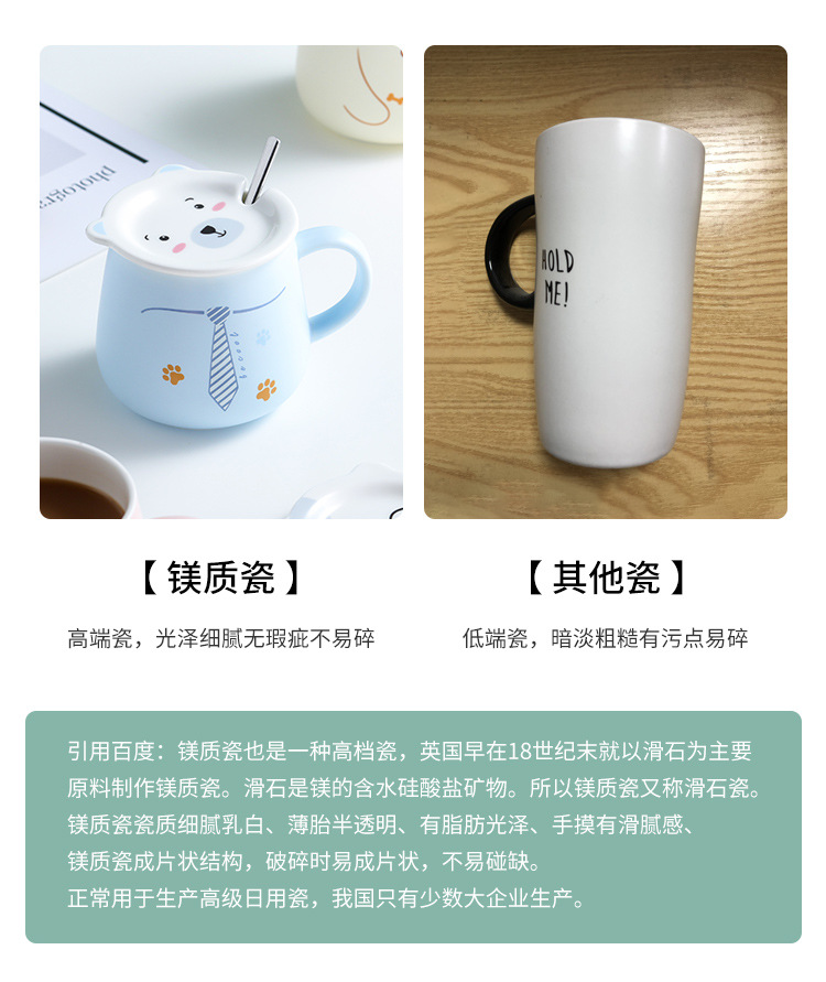 可爱卡通陶瓷杯创意动物脸盖马克杯柴犬杯子花猫水杯大白熊早餐杯详情6