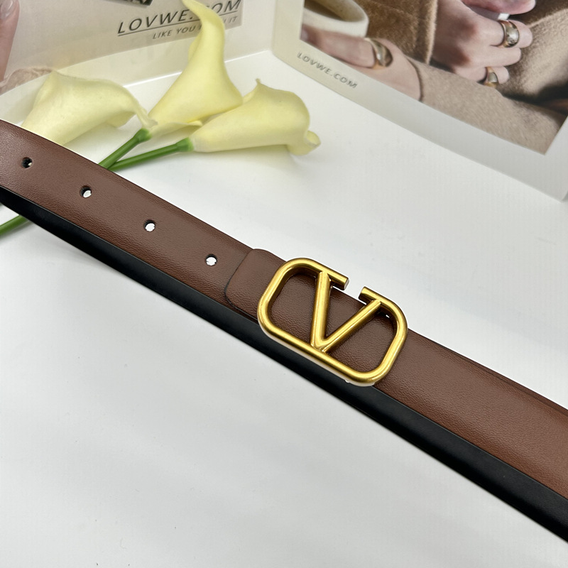 女士真皮细腰带小V字母扣打孔皮带装饰搭配连衣服韩版百搭裤袋详情11