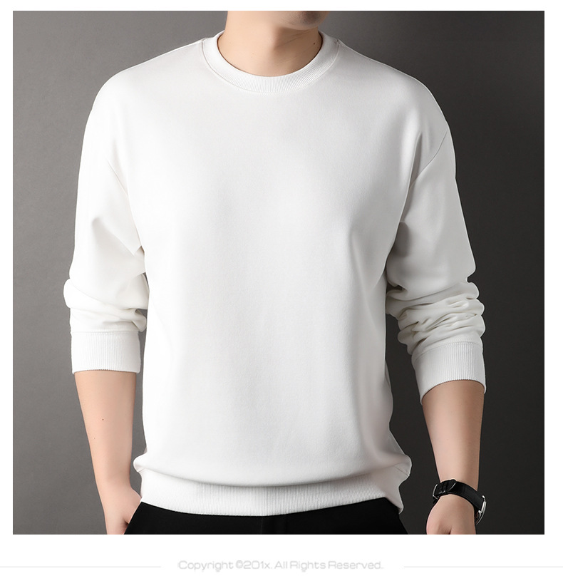 牛奶丝300g重磅卫衣男2023秋冬新款圆领打底衫纯色长袖t恤男上衣详情21