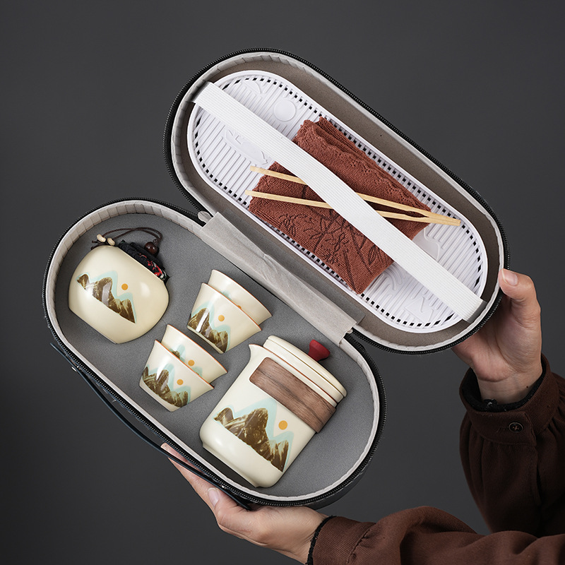 Wholesale of portable kung Fu tea sets for travel, Japanese-style outdoor quick guest cups, and business gifts for festivals pic 8