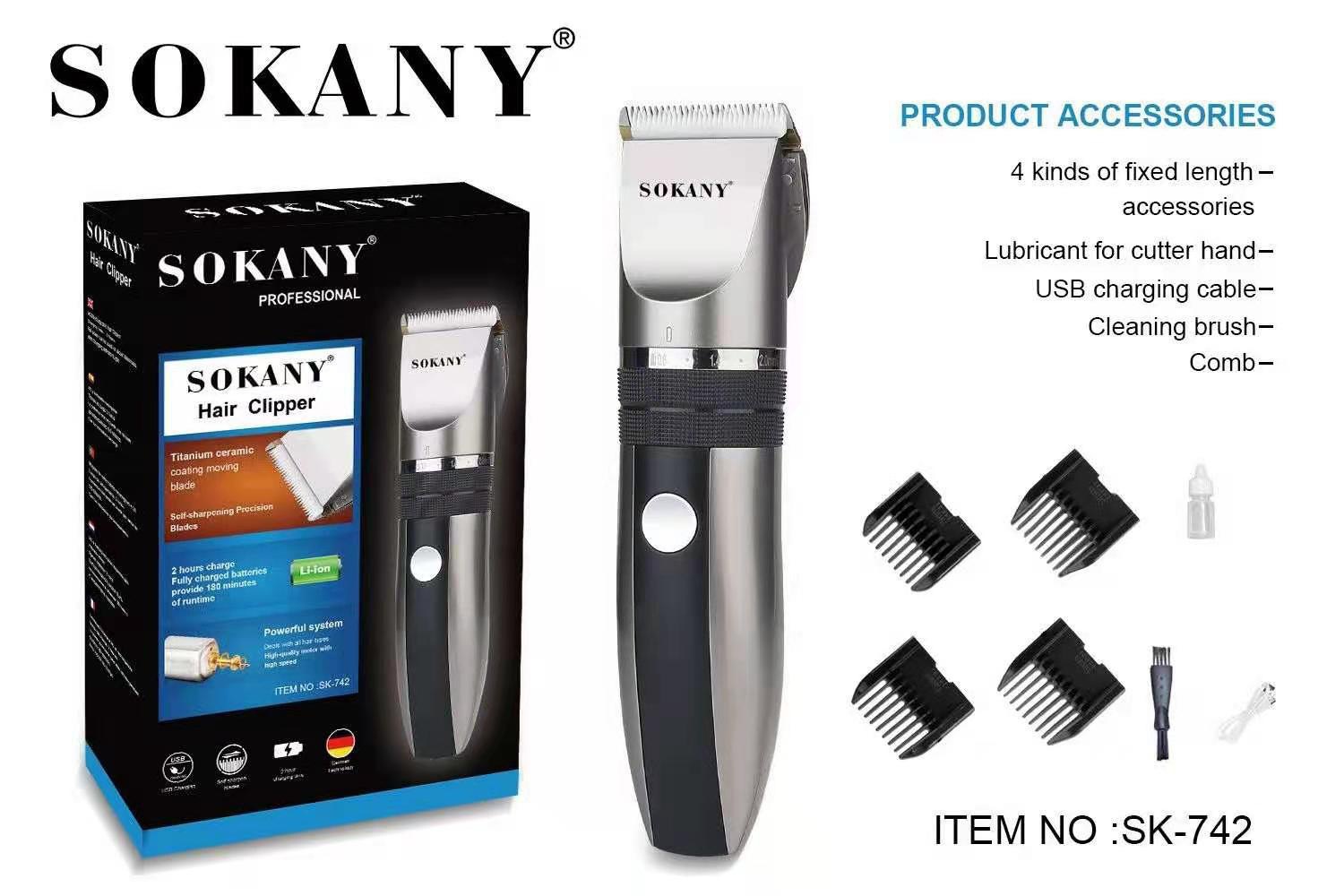 Cross-border SOKANY742 electric hair clipper, USB charging clipper, hair clipper, bald clipper, in stock for export pic 2