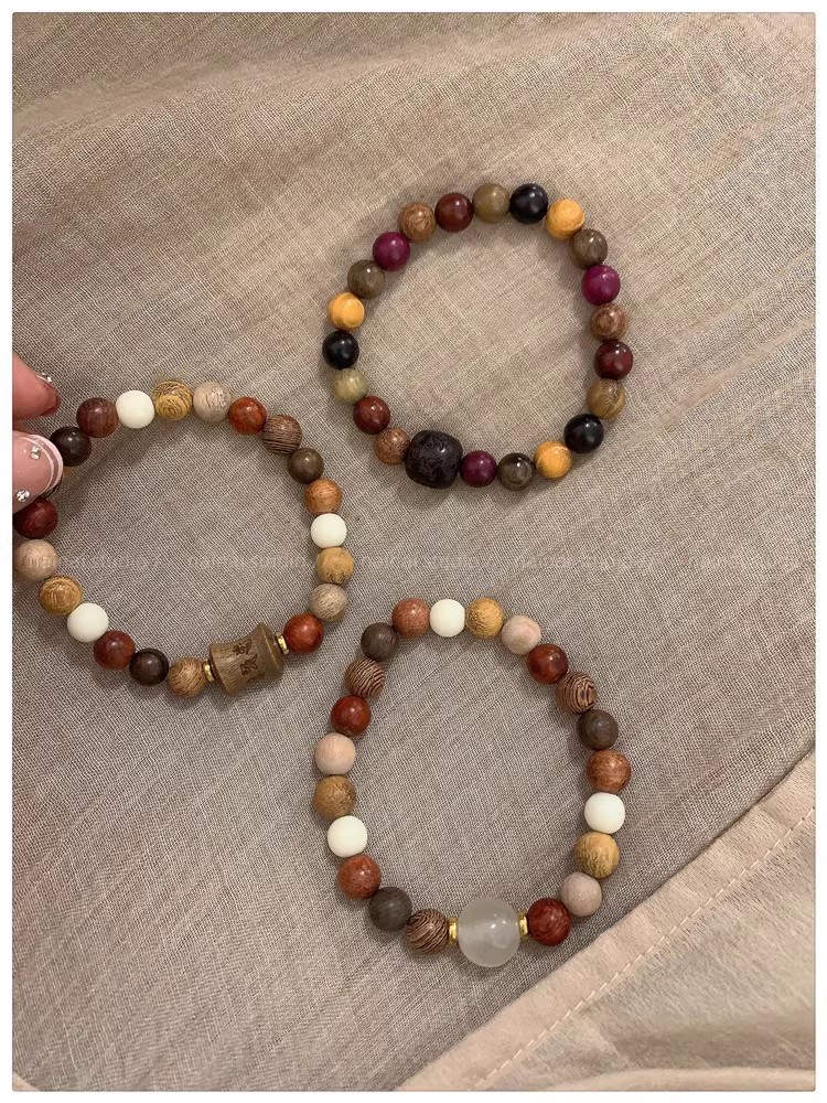 檀木多宝珠手串女新中式民族风百搭串珠手链复古禅意念珠手饰批发详情10