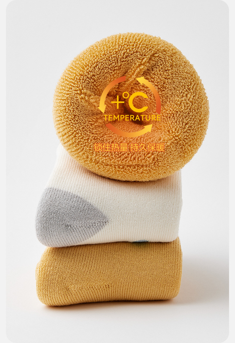 小龙人2023冬季婴儿宝宝毛圈袜子0-5岁男女新生儿加厚无骨毛巾袜详情6